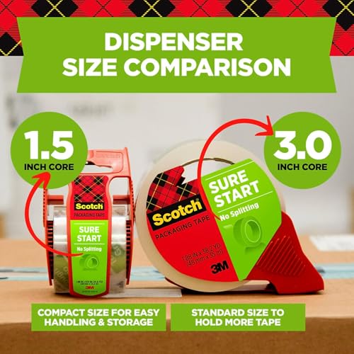 3M Scotch Brand Sure Start Shipping Packaging Tape with Dispenser, 2 Inches x 800 Inches (145), Clear - Image 4