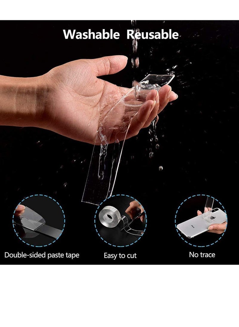 PAMEER - 2-Meter Reusable Nano Gel Double-Sided Tape, Double Action Tape, Multipurpose Removable Mounting Tape Adhesive Tape, Reuseable Strong Sticky Wall Tape Strips, Transparent Tape for Household items. - Image 1
