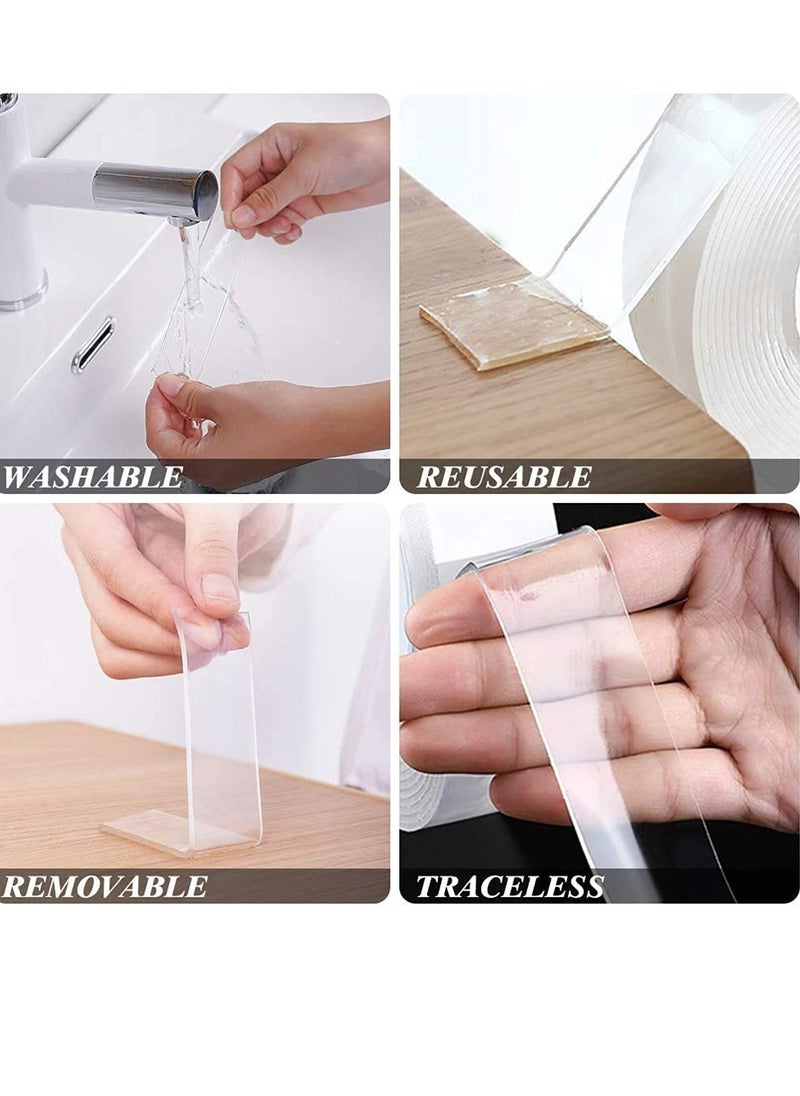 PAMEER - 2-Meter Reusable Nano Gel Double-Sided Tape, Double Action Tape, Multipurpose Removable Mounting Tape Adhesive Tape, Reuseable Strong Sticky Wall Tape Strips, Transparent Tape for Household items. - Image 1