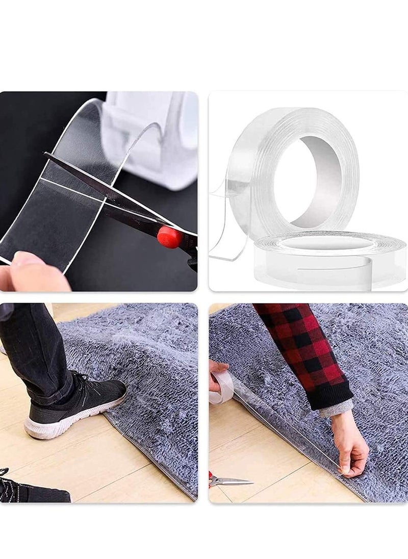 PAMEER - 2-Meter Reusable Nano Gel Double-Sided Tape, Double Action Tape, Multipurpose Removable Mounting Tape Adhesive Tape, Reuseable Strong Sticky Wall Tape Strips, Transparent Tape for Household items. - Image 1
