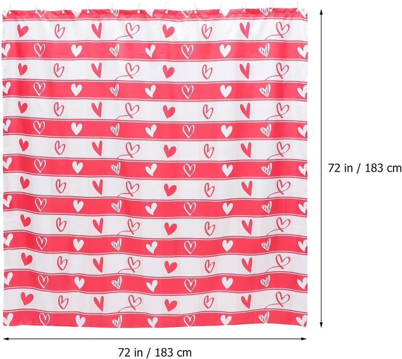 GALPADA Valentine’s Day Shower Curtain 72x72in Polyester Heart Pattern Decorative Bathroom Shower Partition Curtain for Home Bath - Image 2