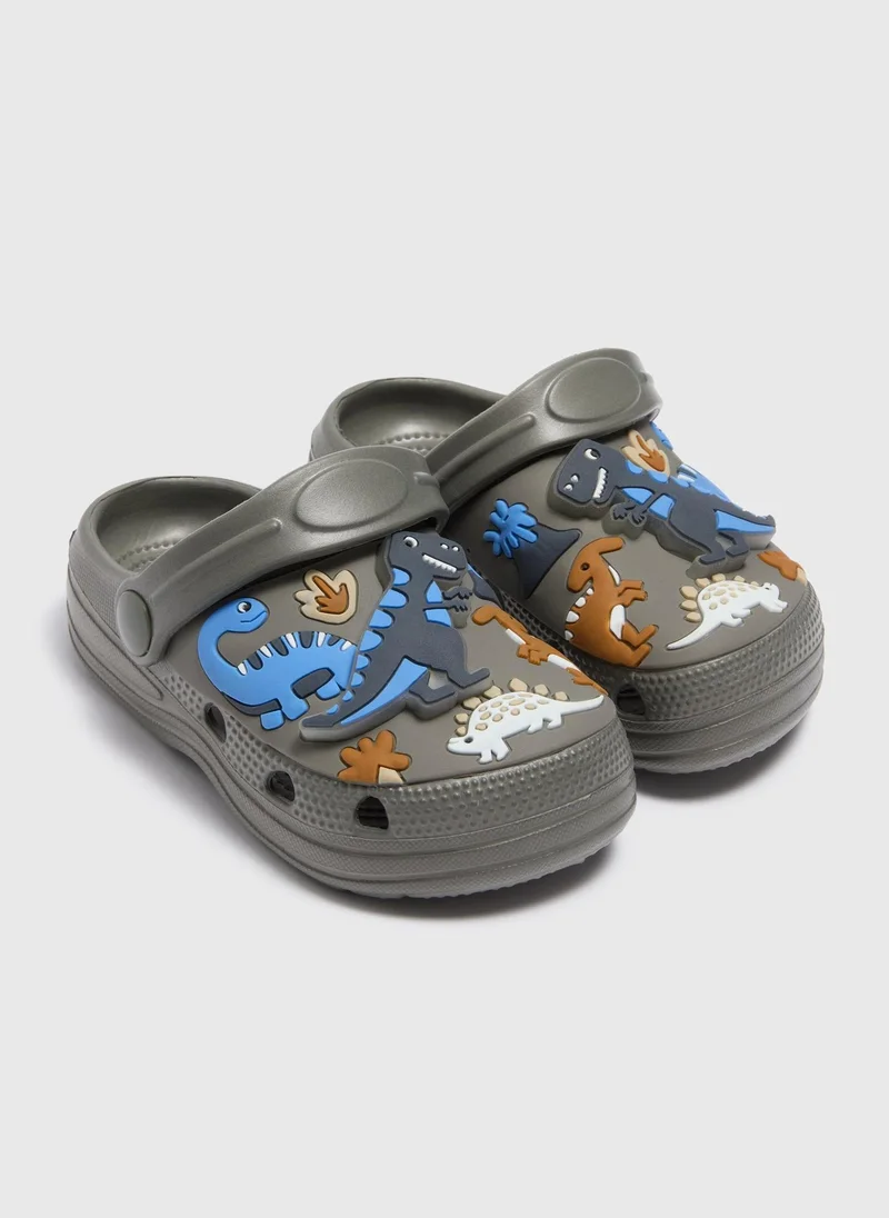 Matalan Boys Khaki Dinosaur Clogs