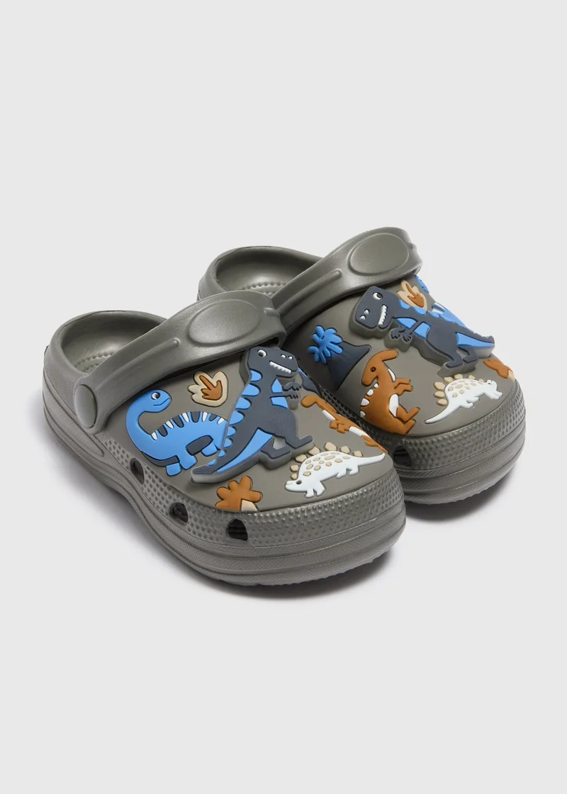 Matalan Boys Khaki Dinosaur Clogs