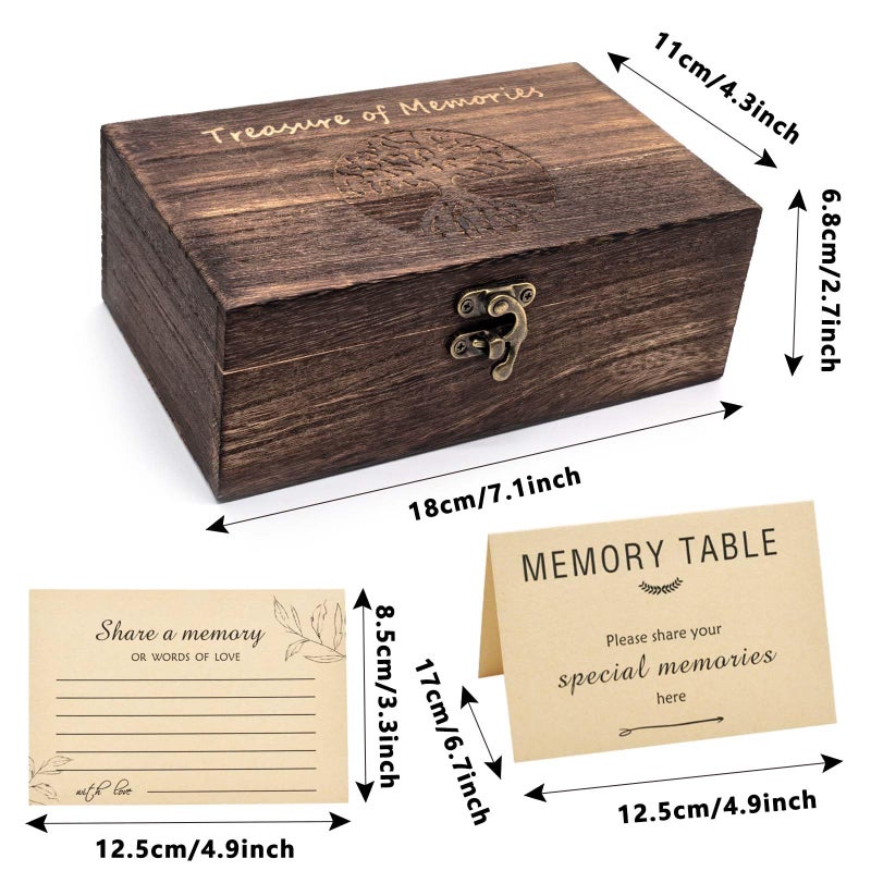 Oxmidud Wooden Share Love & Memories Box with 50 Pcs Share A Memory Cards for Celebration of Life Decorations - Elegant Keepsake for Funerals, Weddings, Birthdays & Graduations - Heirloom Storage Box - Image 2