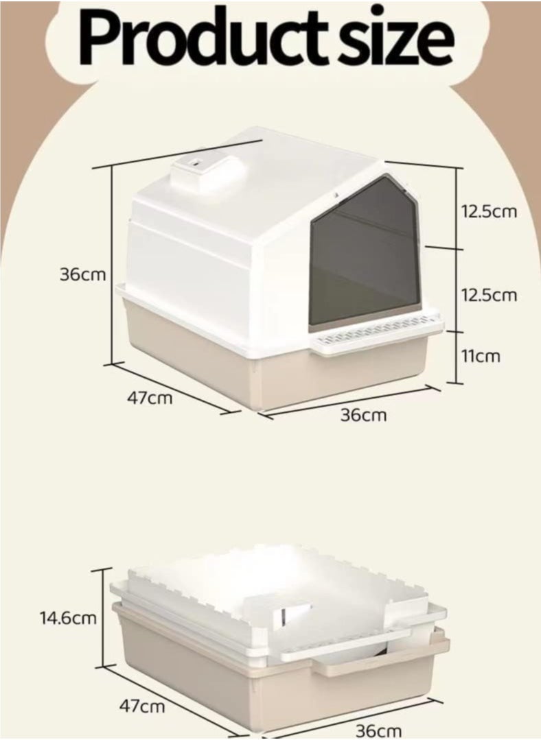 Cool Baby - Cat Litter Box Fully Enclosed Cat Toilet with Door Large Cat Litter Pan Cat Potty with Cat Litter Scoop Anti-Splash Kitten House Litter Boxes Pet Supplies - Image 1