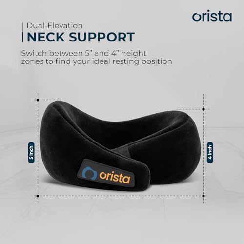 Orista™ Travel Neck Pillow | Premium Memory Foam Neck Pillow for Flight Travel, Car Sleeping | Adjustable Head Rest, Neck Rest Travelling Pillow for Sleeping Head Support | Black Velvet - Image 2