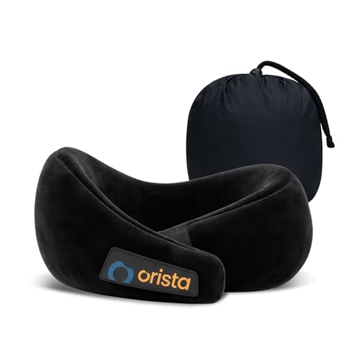 Orista™ Travel Neck Pillow | Premium Memory Foam Neck Pillow for Flight Travel, Car Sleeping | Adjustable Head Rest, Neck Rest Travelling Pillow for Sleeping Head Support | Black Velvet - Image 1