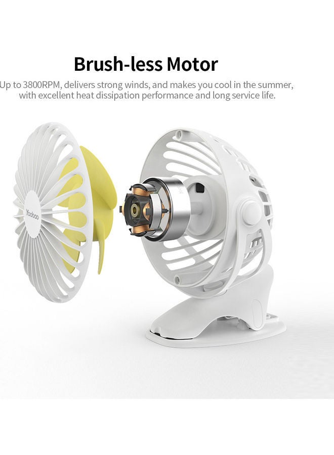 Loquat Y-F04 USB Rechargeable Handheld Mini Clip Desktop 4-Level Small Electrical Fan Blue - Image 5