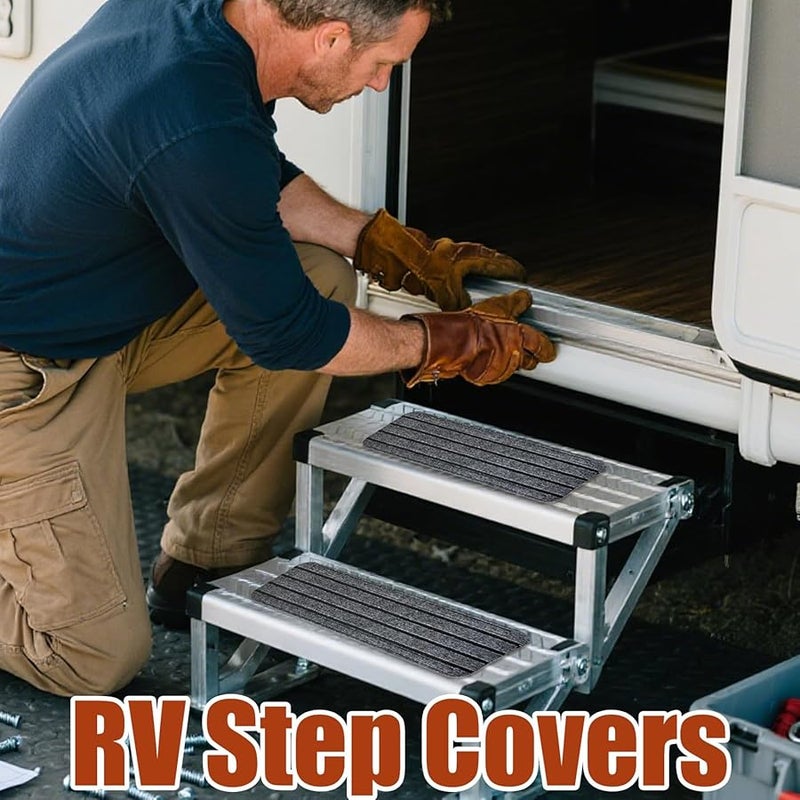 Non Slip RV Stair Covers 4 Pack Sturdy Stain Resistant Pet Friendly Vehicle Step Mats Silver - Image 5