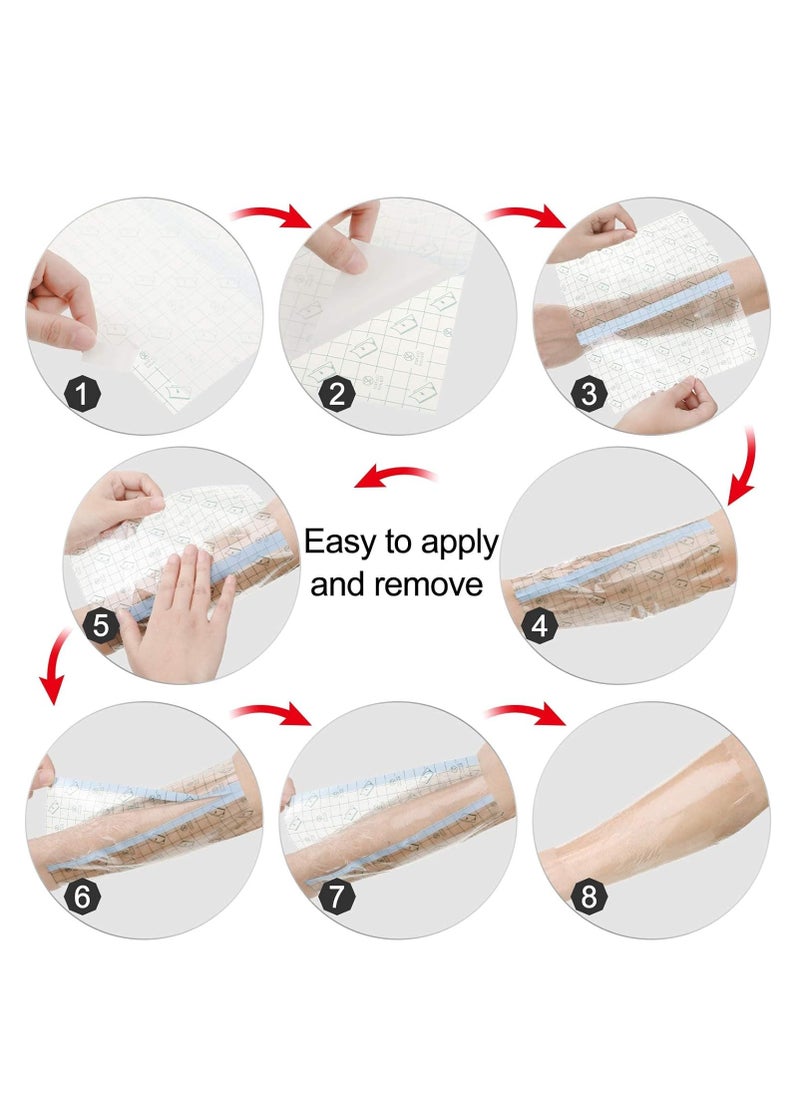 SYOSI - 24Pcs Waterproof Bandage, 8x8In Transparent Film Dressing Clear Shower Patch Cover Tattoo Stretch Adhesive Bandage Tape for Showering Swimming Protector - Image 1