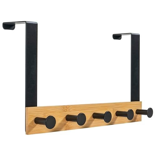 LYNK PROFESSIONAL HOME Over Door Hooks Rack 5 Hook Over Door Hanger Over Door Towel Rack Hanging Towels or Clothes For Bathroom Bedroom or Laundry Room Lifetime Ltd Warranty BlackWood - Image 3