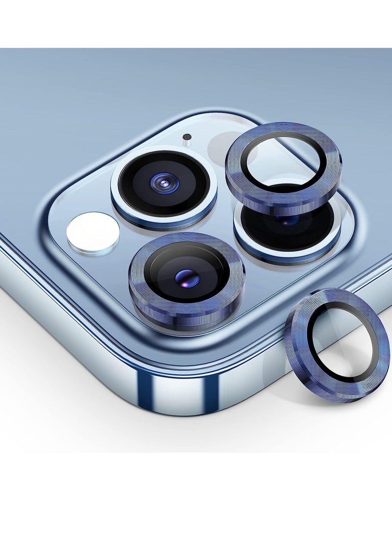 Raxoom حامي عدسة كاميرا آيفون 13 برو ماكس، غطاء كاميرا زجاج مقسى 9H، حلقة معدنية فردية - Image 1