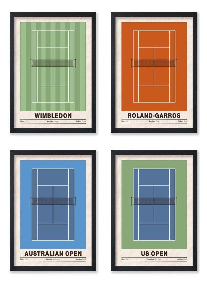 Poster Master 4-Piece Sports Print - Tennis Poster - Sport Tournament Art - Grand Slam Wall Design - US & Australian Open Art - Great Gym, Living Room or Office Decor - 8x10 UNFRAMED Wall Art - Image 1