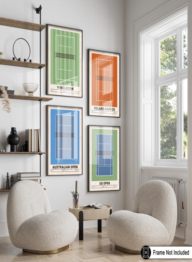 Poster Master 4-Piece Sports Print - Tennis Poster - Sport Tournament Art - Grand Slam Wall Design - US & Australian Open Art - Great Gym, Living Room or Office Decor - 8x10 UNFRAMED Wall Art - Image 3