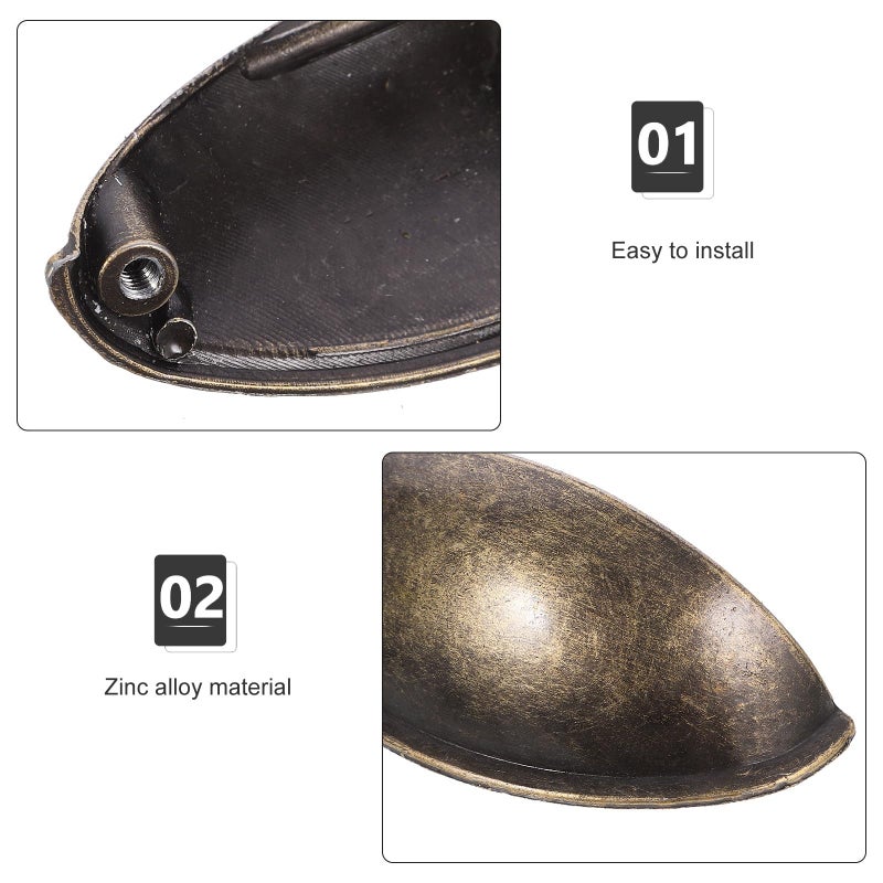 Vintage Bronze Alloy Semicircle Drawer Pull Handles 4pcs Rustic Antique Hardware - Image 4
