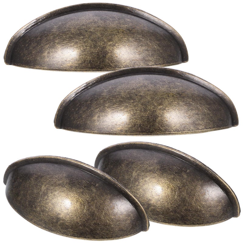 Vintage Bronze Alloy Semicircle Drawer Pull Handles 4pcs Rustic Antique Hardware - Image 2