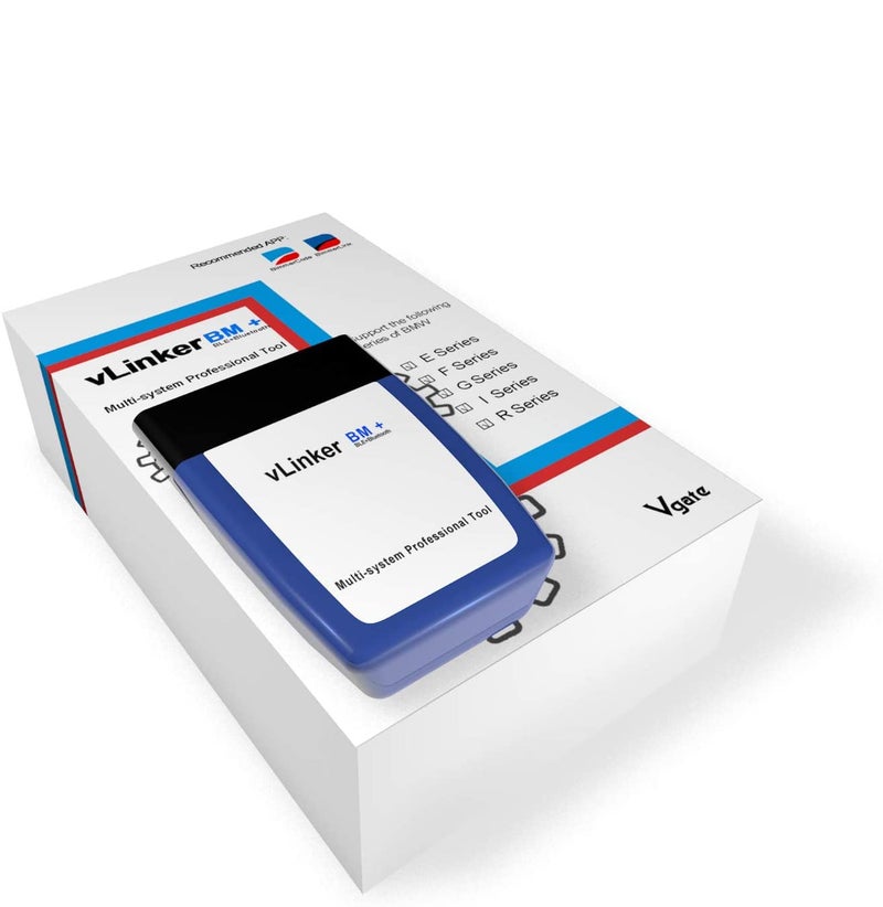 Vgate vLinker BM Plus Bluetooth BLE OBD2 Scanner for BMWMini Works with iPhone Android Unlock Car Hidden Features in BimmerCode OBD II Diagnostic Tool