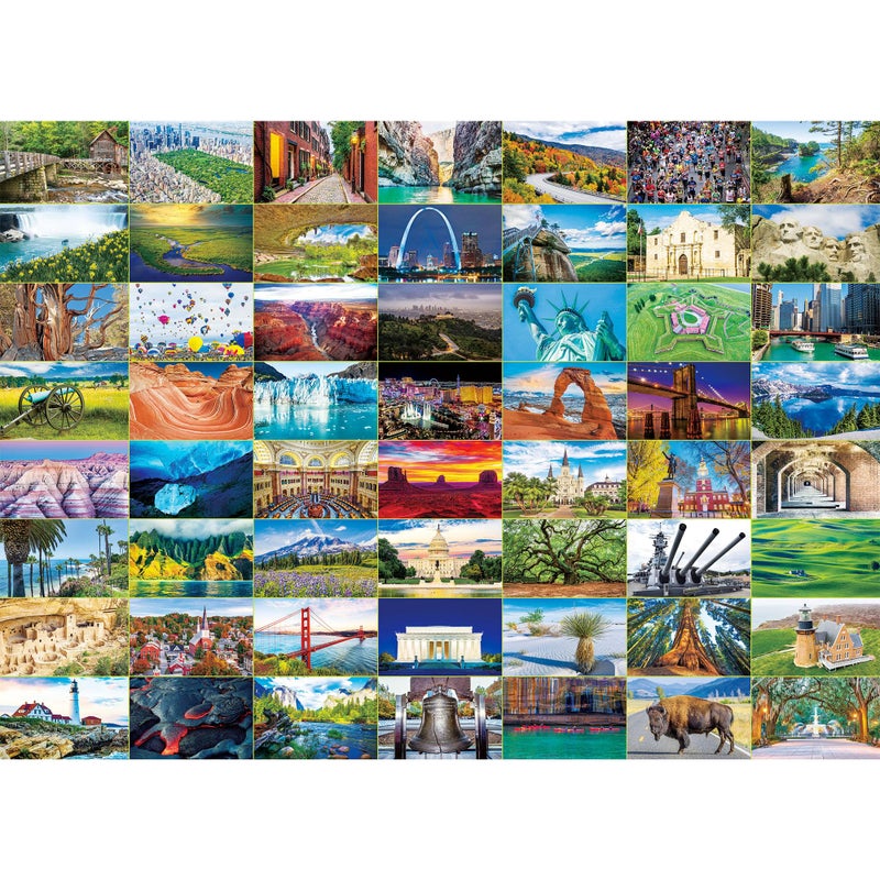 BenBen 1000 Piece Puzzle for Adults, Iconic America, 56 USA Landmarks, Travel Landscape Puzzle Including National Parks, Jigsaw Puzzles with Letters or Patterns on Back - Image 1