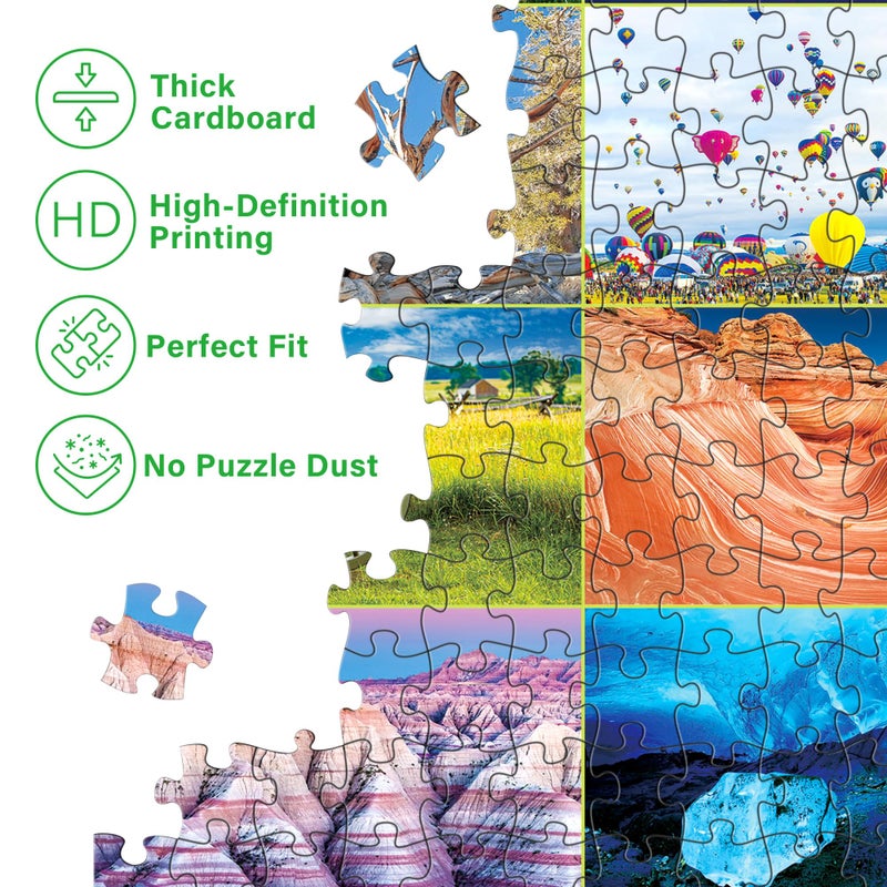 BenBen 1000 Piece Puzzle for Adults, Iconic America, 56 USA Landmarks, Travel Landscape Puzzle Including National Parks, Jigsaw Puzzles with Letters or Patterns on Back - Image 4