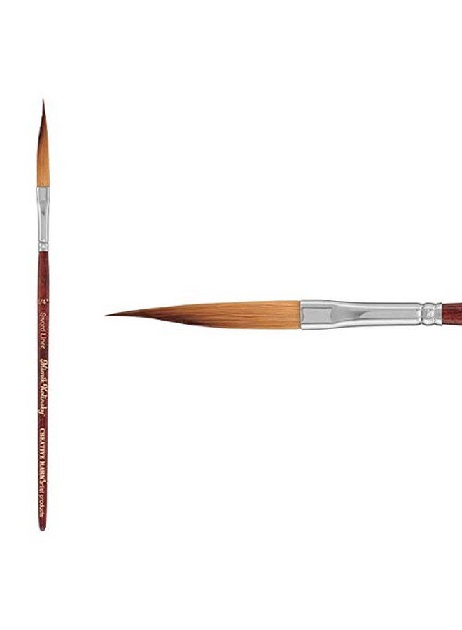 Creative Mark Mimik Kolinsky Synthetic Sable Paint Brushes - Short Handle, Long Bristle Kolinsky Brushes With Resilient Synthetic Fiber For Oil, Watercolor And Acrylic - Sword Liner Size 1/4In  - Image 1