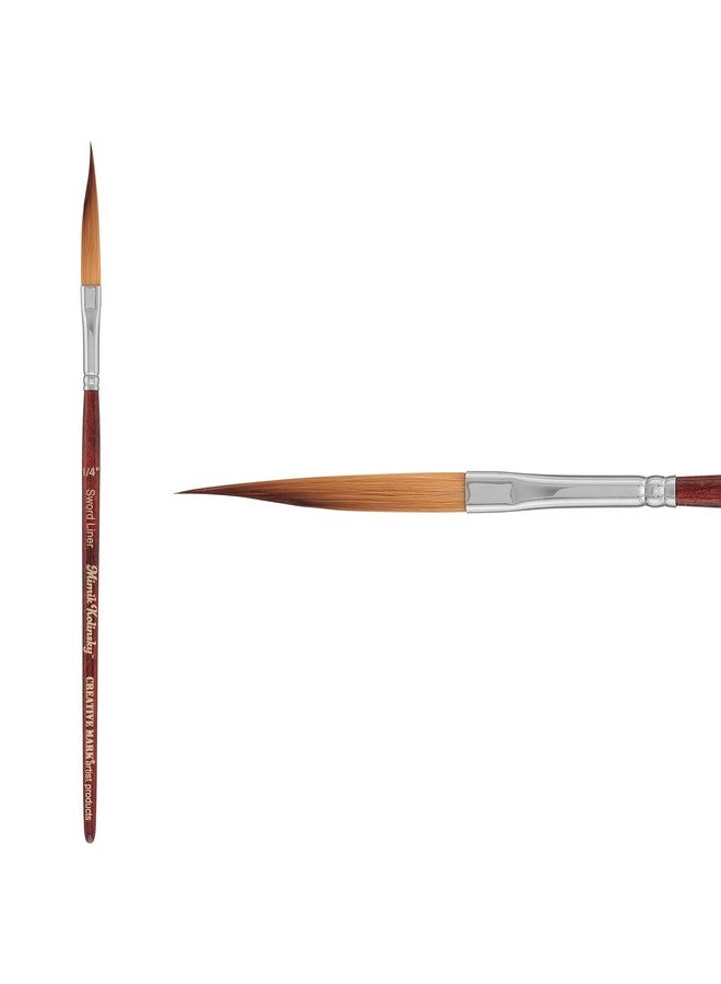 Creative Mark Mimik Kolinsky Synthetic Sable Paint Brushes - Short Handle, Long Bristle Kolinsky Brushes With Resilient Synthetic Fiber For Oil, Watercolor And Acrylic - Sword Liner Size 1/4In  - Image 2