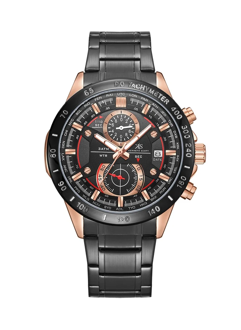 KENNETH SCOTT Kenneth Scott Men's Black Dial Chronograph Watch - K22104-KBBB