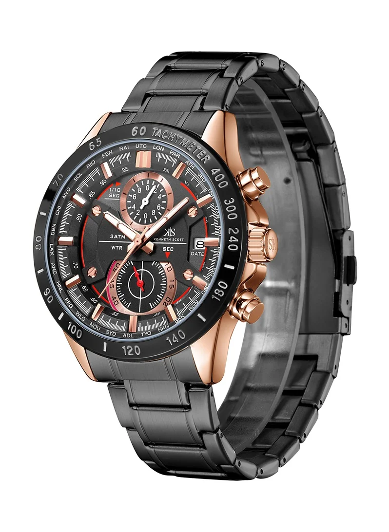 KENNETH SCOTT Kenneth Scott Men's Black Dial Chronograph Watch - K22104-KBBB