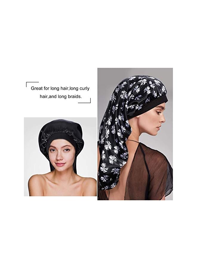 Zaboon Sleep Cap Long Braids Hair Silk Long Satin Bonnet Sleep Cap Soft Elastic Band Loose Cap Bonnets Night Hat Good Sleeping For Women Dreadlocks Braid Long Hair Curly Hair 3 Pack - Image 4