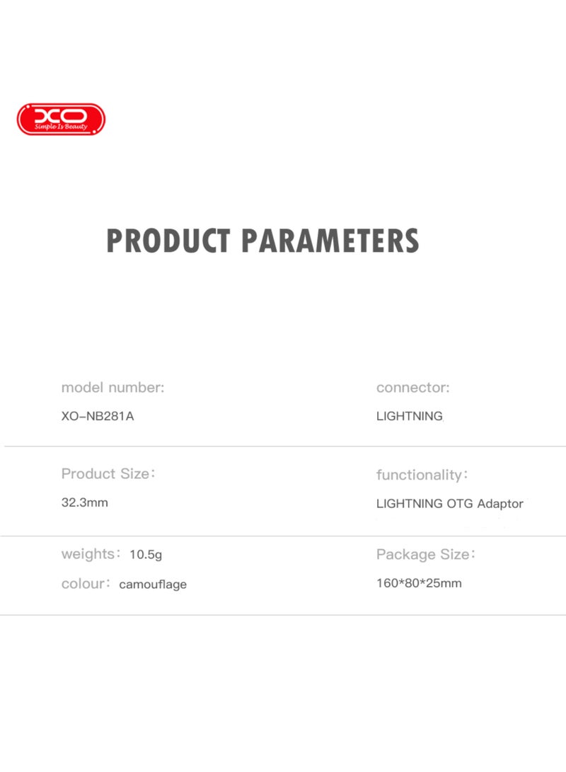 إكس أو وصلة فلاشة ايفون لايتنينج NB281A - Image 3