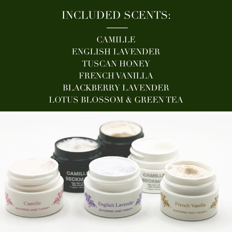 Camille Beckman Glycerine Hand Therapy Small Pot Travel or Gift Sampler, .25 Ounce Each Pot - Image 4