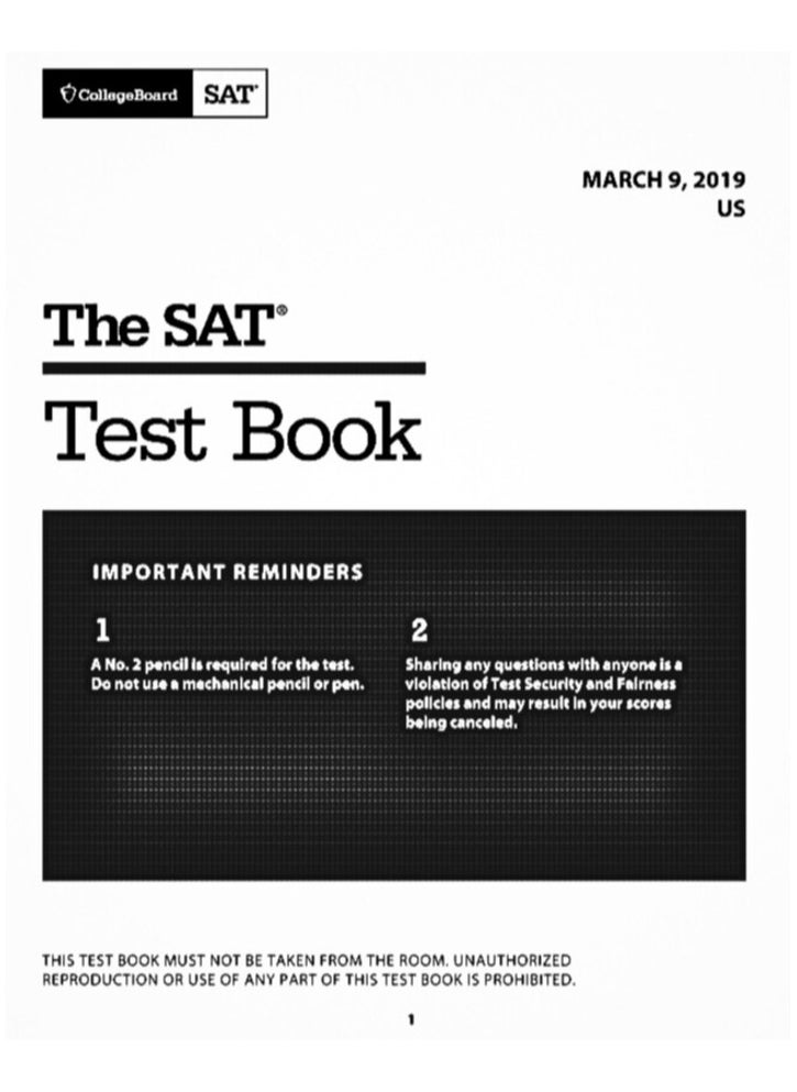 SAT Test Book - Year 2019 Reading (Version 1.1)  - Image 2