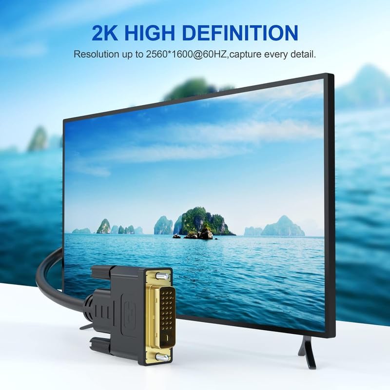 Hexabyte DVI Cable (1.5M/5Ft), DVI-D 24+1 Cord Male to Male, HDR, Gold plated connectors Digital Video Monitor Cable for Computer, HDTV, Gaming, Monitor, Projector (Black) - Image 2