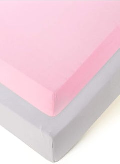 COSMOPLUS COSMOPLUS Fitted Playard Sheets 2 Pack Mini Crib Sheet Set,Pack n Play Mattress Cover, Stretchy Ultra Soft,Pink/Grey 