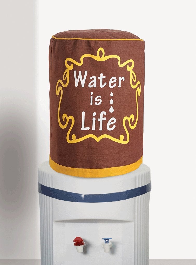 Swayam Swayam 20 Litre Bottle Cover 1 PC Bottle Protector Lace Closure at Bottom Machine Washable Environmentally Friendly Digitally Printed 42cm x 42cm x 30cm Beige colorful Brown And Blue - Image 1