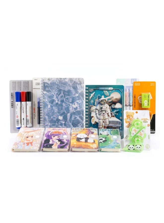 Crazy Boss Premium 10-Piece Aesthetic Notebook & Stationery Set – Includes Various Sizes of Journals (20.3cm, 14.5cm, 10.2cm), Permanent Markers, Gel Pens, Stapler, and Correction Tape - Image 1