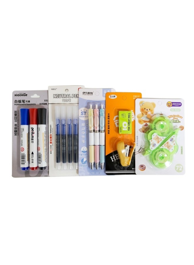 Crazy Boss Premium 10-Piece Aesthetic Notebook & Stationery Set – Includes Various Sizes of Journals (20.3cm, 14.5cm, 10.2cm), Permanent Markers, Gel Pens, Stapler, and Correction Tape - Image 5