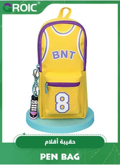 GROIC Pen Bag, Student Star School Bag Pencil Case, Large Capacity, Canvas Double-Layer Basketball Stationery bag, Creative Storage,Large Storage Pouch Marker Pen Case  - Image 1