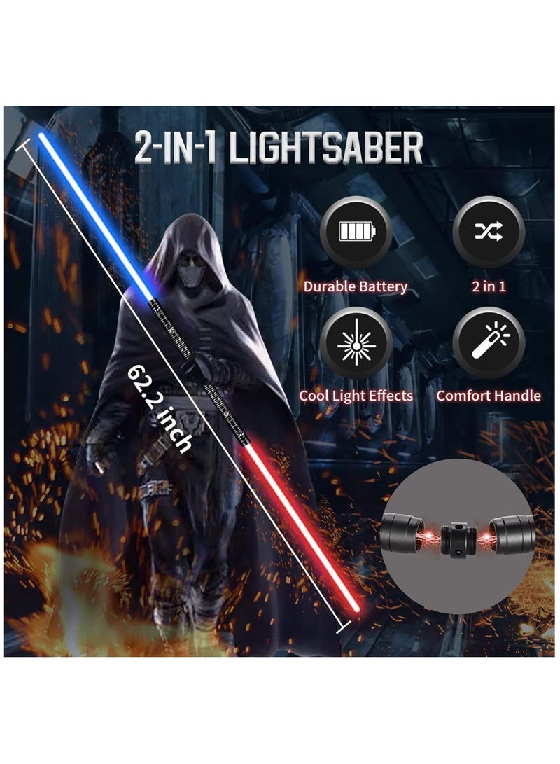 2Pack RGB Light Sabers, 7 Color Rechargeable Lightsaber with Sound, 2-in-1 Double Bladed Swords Set for Adults and Kids Cosplay - Image 2