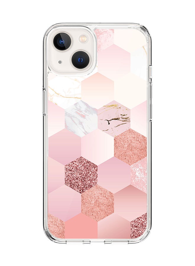 Stylizedd Classic Clear Case for Apple iPhone 15 Hybrid Soft Case Flexible Edges Anti Drop TPU PC Gel Thin Transparent Cover [ Designed for Apple iPhone 15 ] - Marble Pink Honeycomb - Image 1
