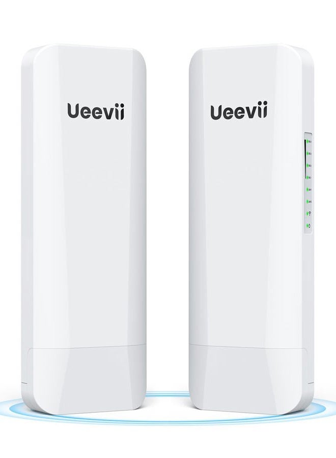 UeeVii Wireless WiFi Bridge,Point to Point 5.8G Outdoor Bridge with 14dBi Directional Antenna 3KM Long Range Working Distance 24V PoE Adapter 2 RJ45 Port for Extended Internet to Next Building,2-Pack - Image 1