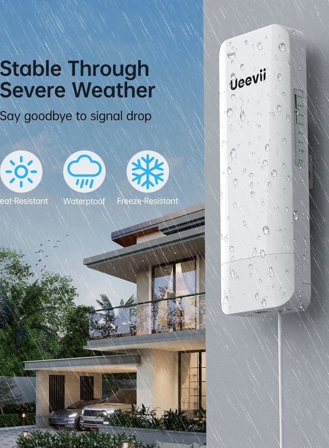 UeeVii Wireless WiFi Bridge,Point to Point 5.8G Outdoor Bridge with 14dBi Directional Antenna 3KM Long Range Working Distance 24V PoE Adapter 2 RJ45 Port for Extended Internet to Next Building,2-Pack - Image 5