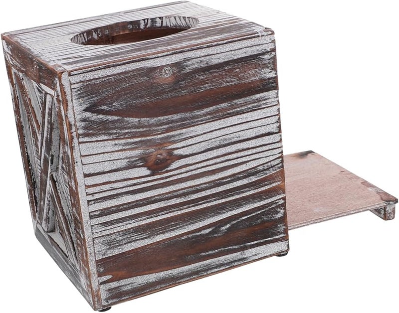 Vintage Wood Tissue Box Cover Napkin Holder For Home Office And Restaurant Decor - Image 1