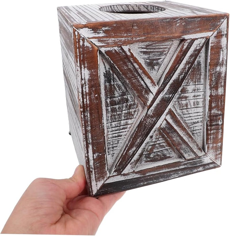 Vintage Wood Tissue Box Cover Napkin Holder For Home Office And Restaurant Decor - Image 3