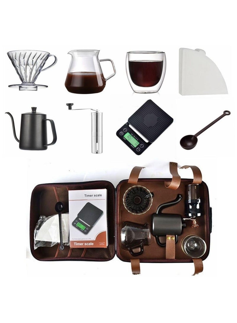 هومستر مجموعة ماكينة صنع القهوة بالتنقيط V60، مع مطحنة قهوة، مقياس غلاية فلتر أدوات قهوة للمنزل والسفر والتخييم، هدية ممتازة - Image 3