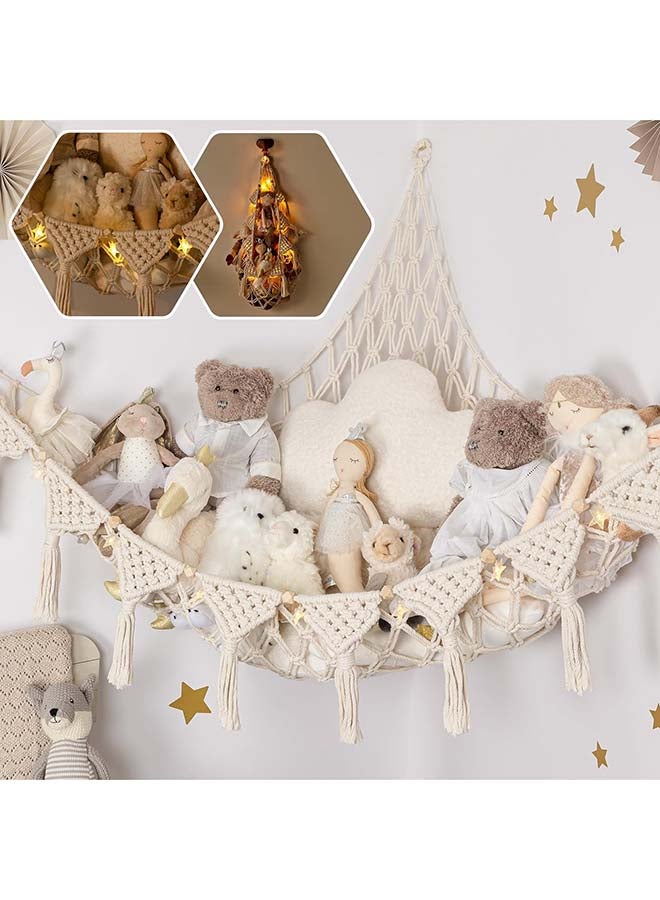 انتيكيانو حامل شبكي للتعليق في الزاوية، منظم العاب قطيفة  لغرفة النوم والحضانة - Image 1