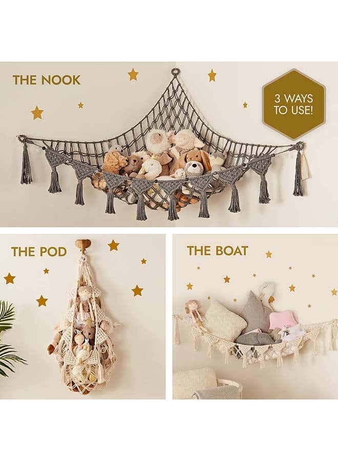 انتيكيانو حامل شبكي للتعليق في الزاوية، منظم العاب قطيفة  لغرفة النوم والحضانة - Image 2