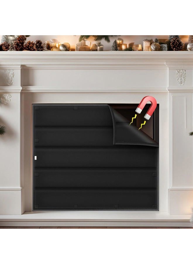 bruwaa Magnetic Fireplace Draft Stopper Cover [39" W x 32" H] - Indoor Winter Insulation Blanket to Block Cold Air & Heat Loss - Fits Metal Frames Only (NOT for Brick/Stone) - Image 1