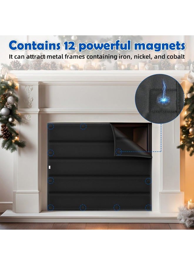 bruwaa Magnetic Fireplace Draft Stopper Cover [39" W x 32" H] - Indoor Winter Insulation Blanket to Block Cold Air & Heat Loss - Fits Metal Frames Only (NOT for Brick/Stone) - Image 3