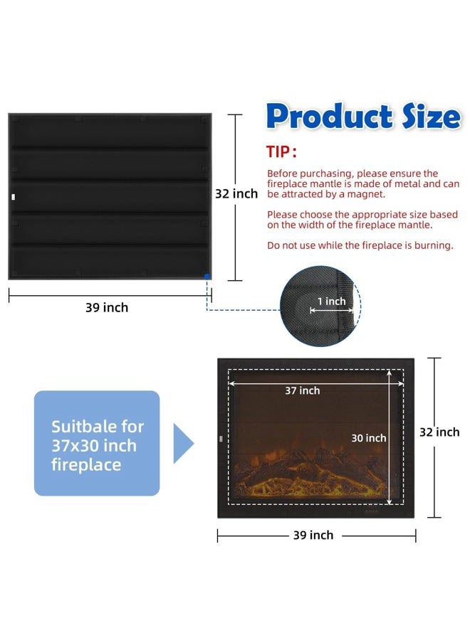 bruwaa Magnetic Fireplace Draft Stopper Cover [39" W x 32" H] - Indoor Winter Insulation Blanket to Block Cold Air & Heat Loss - Fits Metal Frames Only (NOT for Brick/Stone) - Image 2