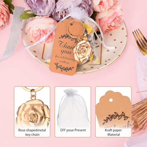 Winocbxt 50 pieces Rose Shaped Keychain/key Ring for baby shower, wedding or bridal shower gifts, gifts, guest memorabilia - Image 3